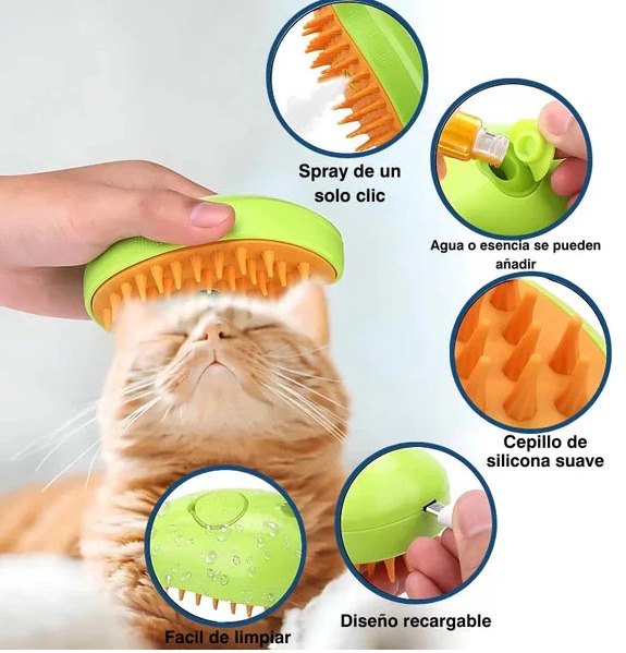 Cepillo Quita Pelos A Vapor Gatos Perros